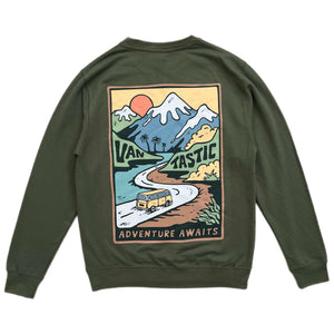Adventure awaits sweatshirt - army green