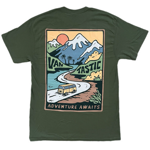 Adventure awaits t-shirt - army green