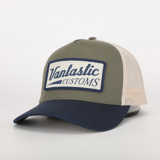 Customs Patch trucker cap - Army Green/navy/Stone