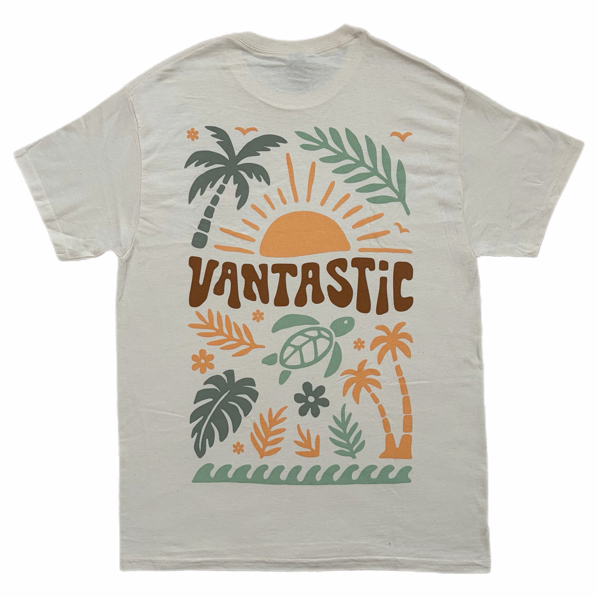 Turtle palms t-shirt - natural