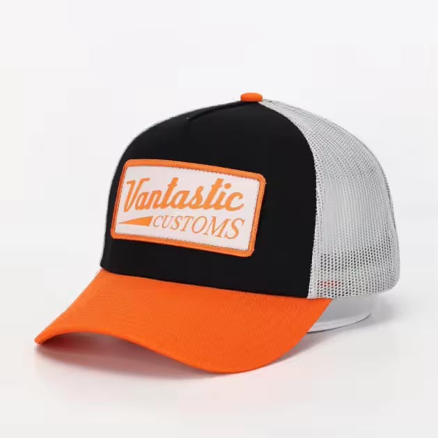 Customs Patch Trucker Cap - black/orange/grey