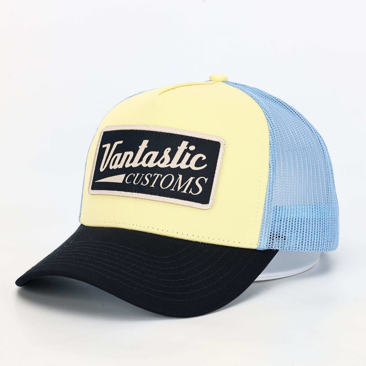 Customs Patch Trucker Cap - yellow/black/blue