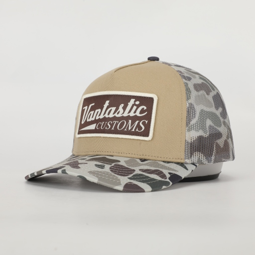 Customs patch trucker cap - stone/grey camo