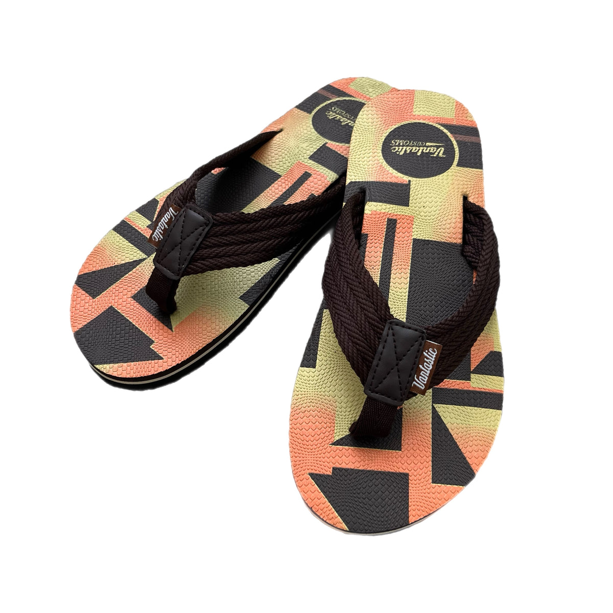 Mens flip-flops Chocolate/Tan/Orange