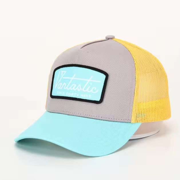 Deluxe Patch Trucker Cap - grey/blue/yellow