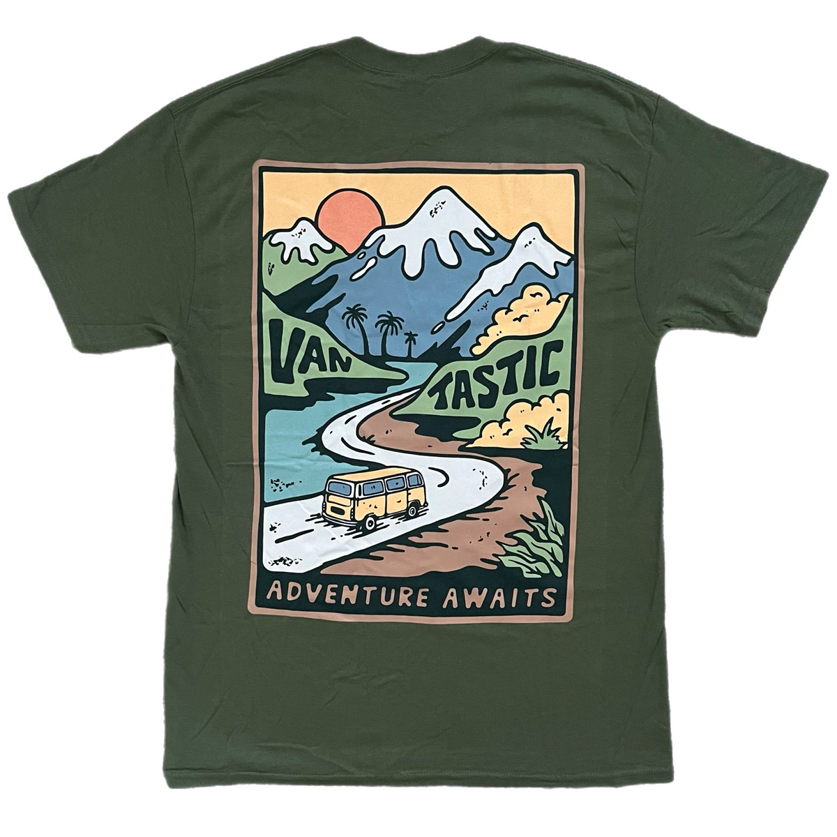 Adventure awaits t-shirt - army green