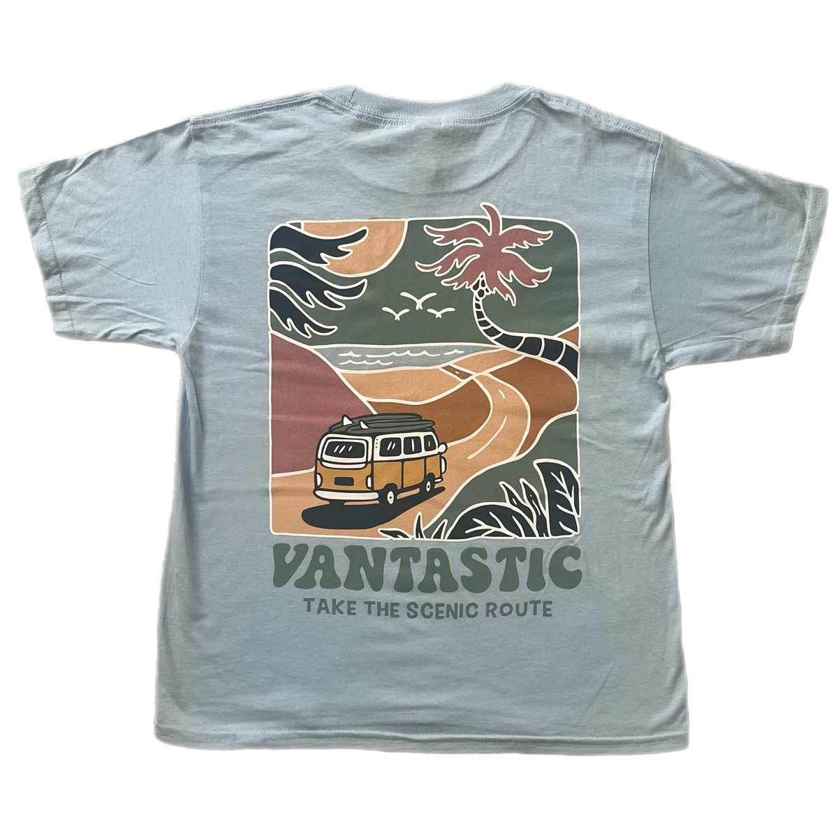 Kids take the scenic route T-shirt - baby blue