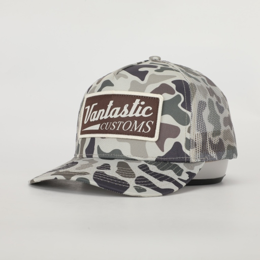 Customs patch trucker cap - grey camo