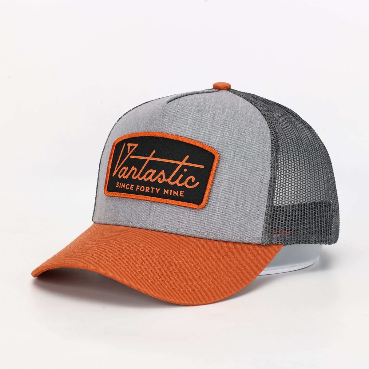 Deluxe Patch Trucker Cap - grey/orange