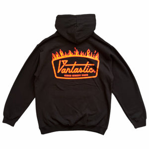 Deluxe flames hoody - black