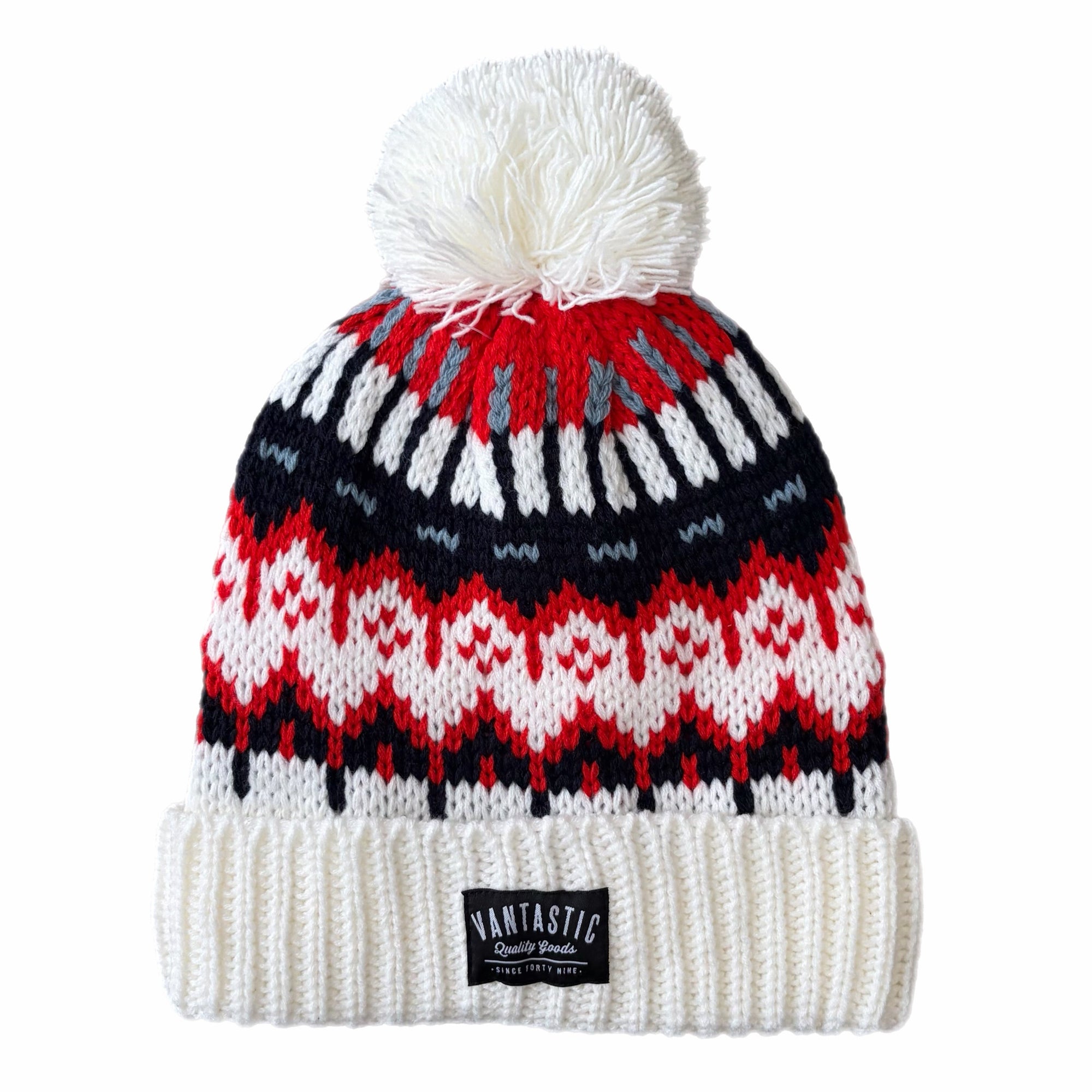 Hoax Bobble Beanie - white/red/black