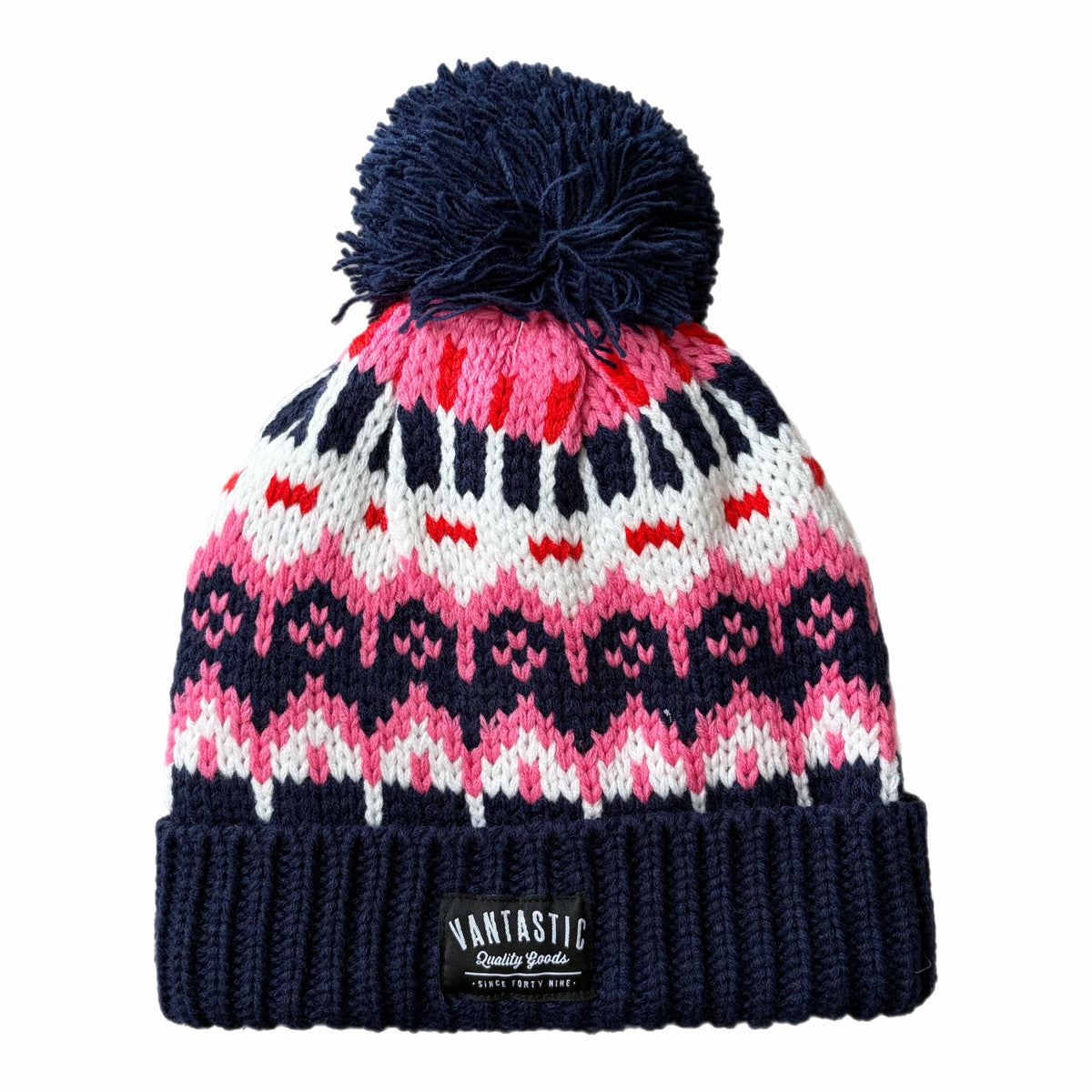 Hoax Bobble Beanie - navy/pink/white