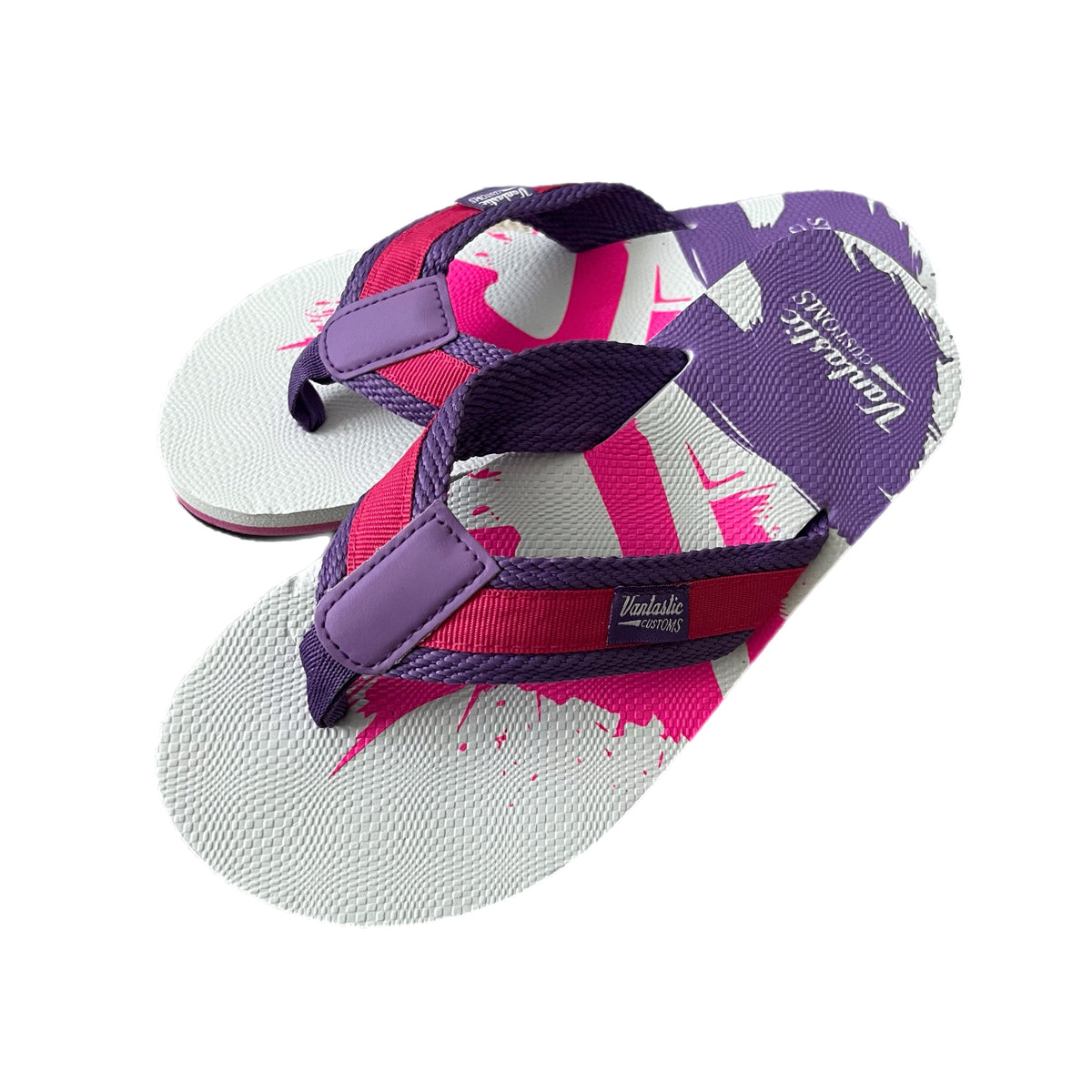 Ladies flip-flops White/Purple/Fuchsia