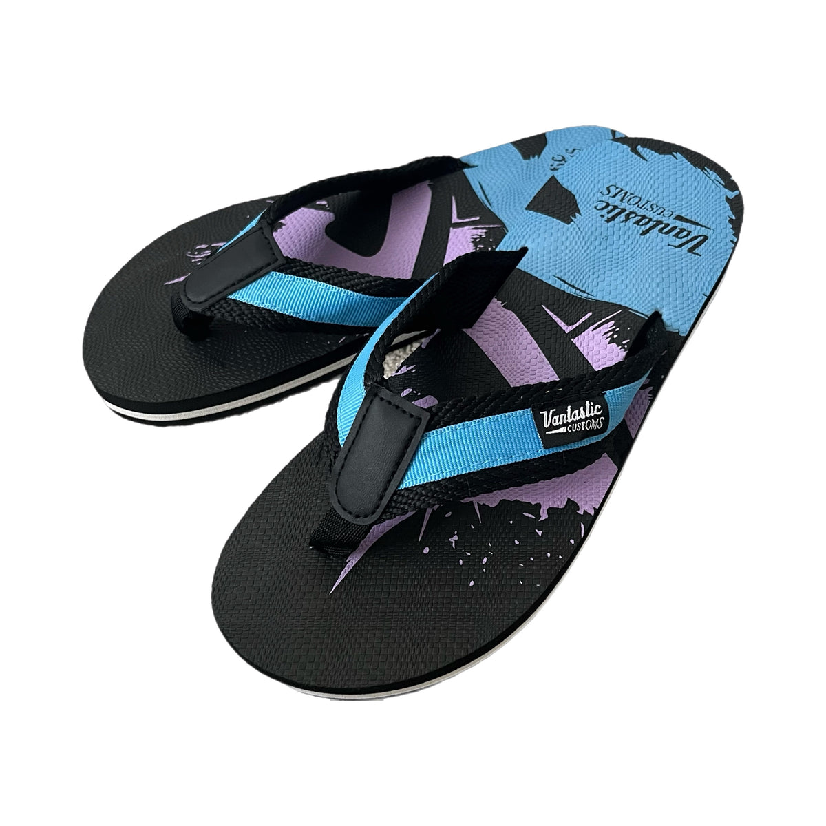 Ladies flip-flops Black/Sky Blue/Pink