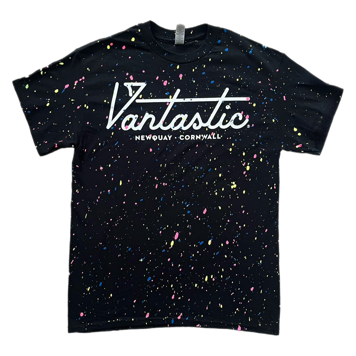 Paint splat t-shirt - black/neon