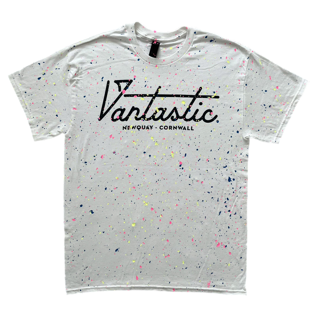 Paint splat t-shirt - white/neon